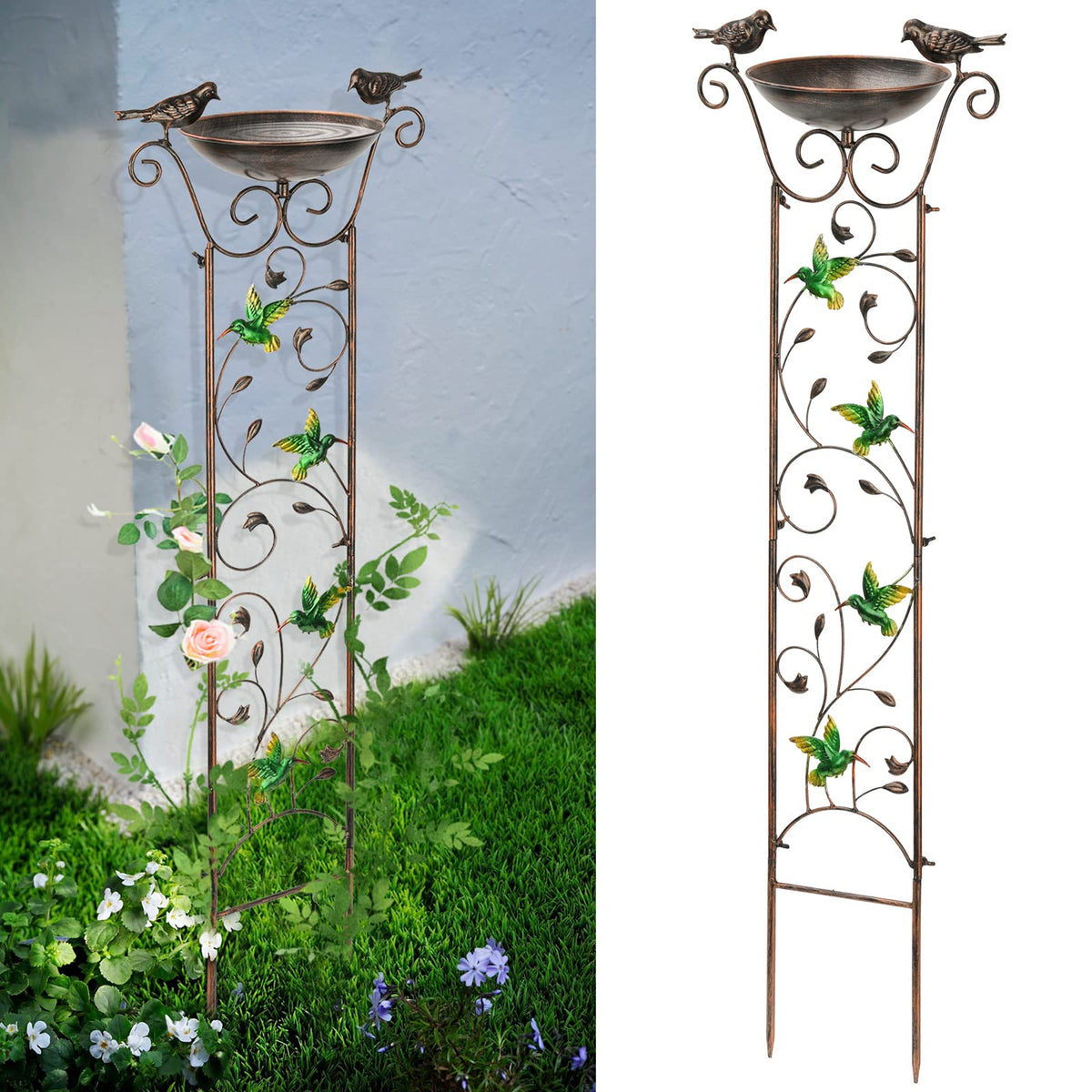 SUNNYPARK antique garden trellis with hummingbirds embellishing outdoor space and entryway views