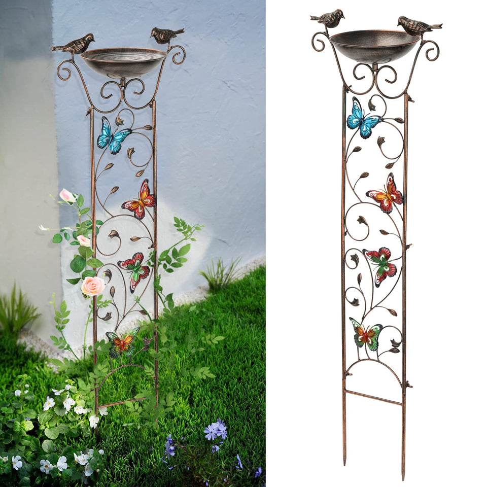 SUNNYPARK bird bath with trellis top bowl invites birds to bathe