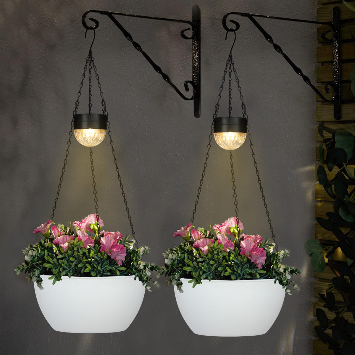 SUNNYPARK hanging planter sphere white for stylish outdoor spaces with ambient glow
