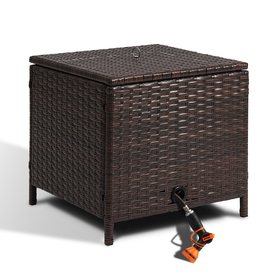 SUNNYPARK hose storage box lid protecting hose from dirt and UV exposure