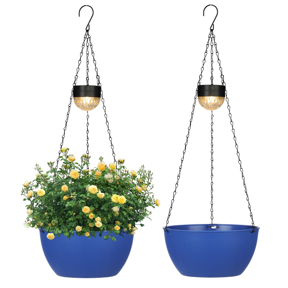 SUNNYPARK solar-lit planter shows elevated base for healthy watering