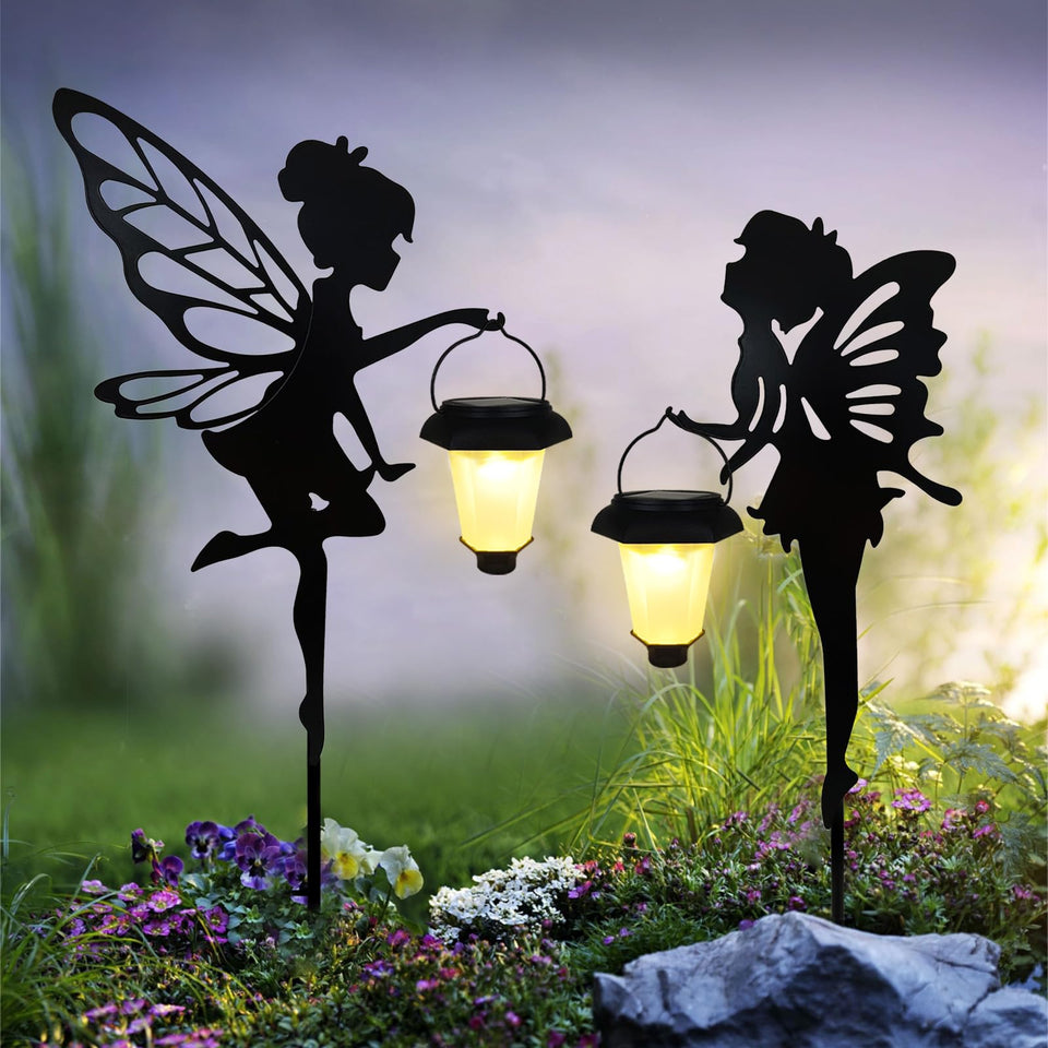 SUNNYPARK solar fairy stake lantern ensemble illuminates garden paths with charming angel silhouettes
