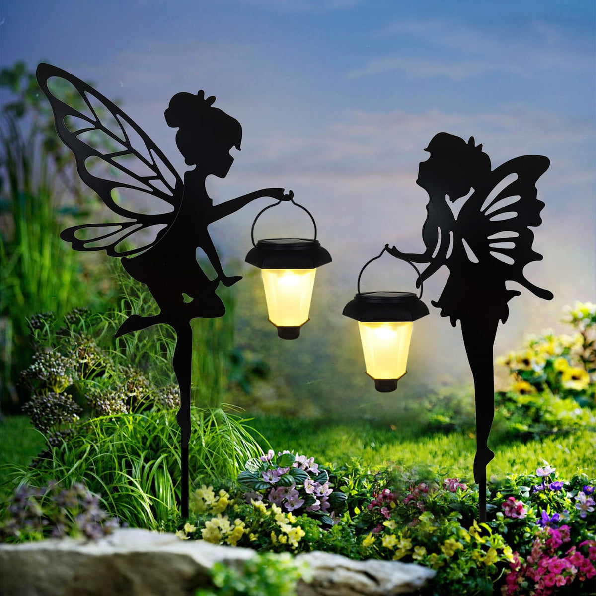 SUNNYPARK outdoor fairy figure stakes add year-round charm to lawns