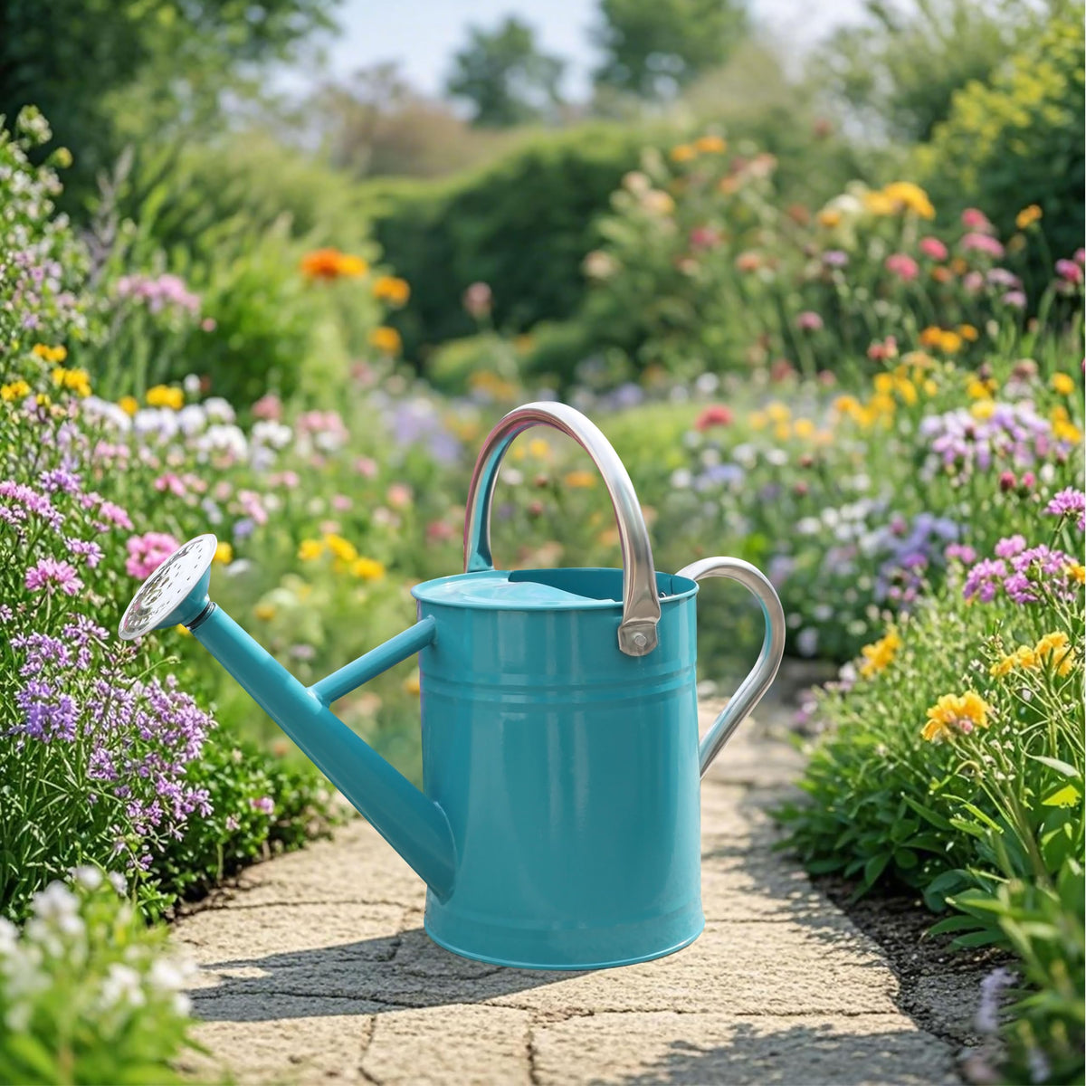 SunnyTong leaf green watering can galvanized steel durability, long-lasting construction.