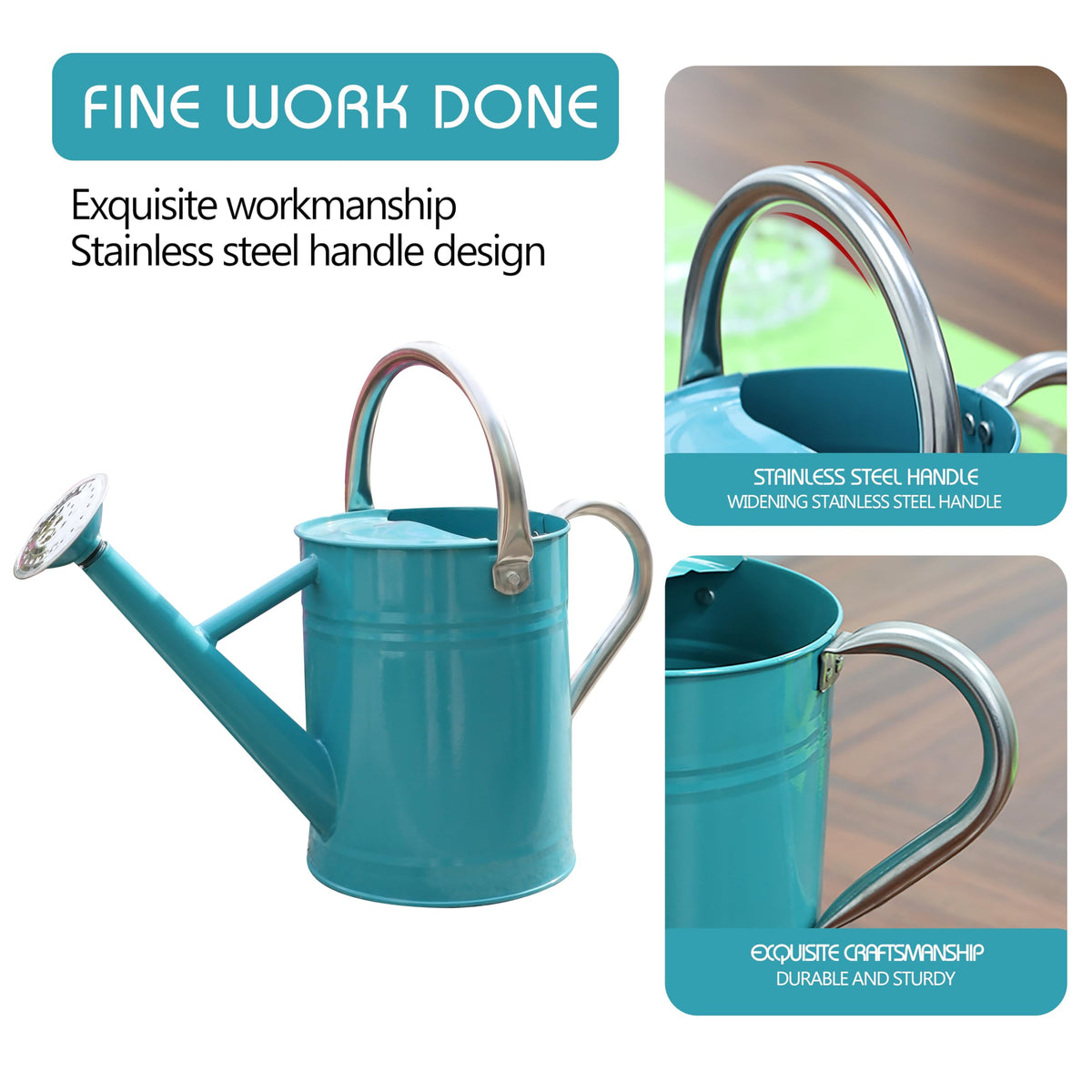 SunnyTong leaf green watering can with removable spout, flexible pouring control.