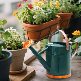 Durable galvanized steel SunnyTong watering can resists rust and leaks