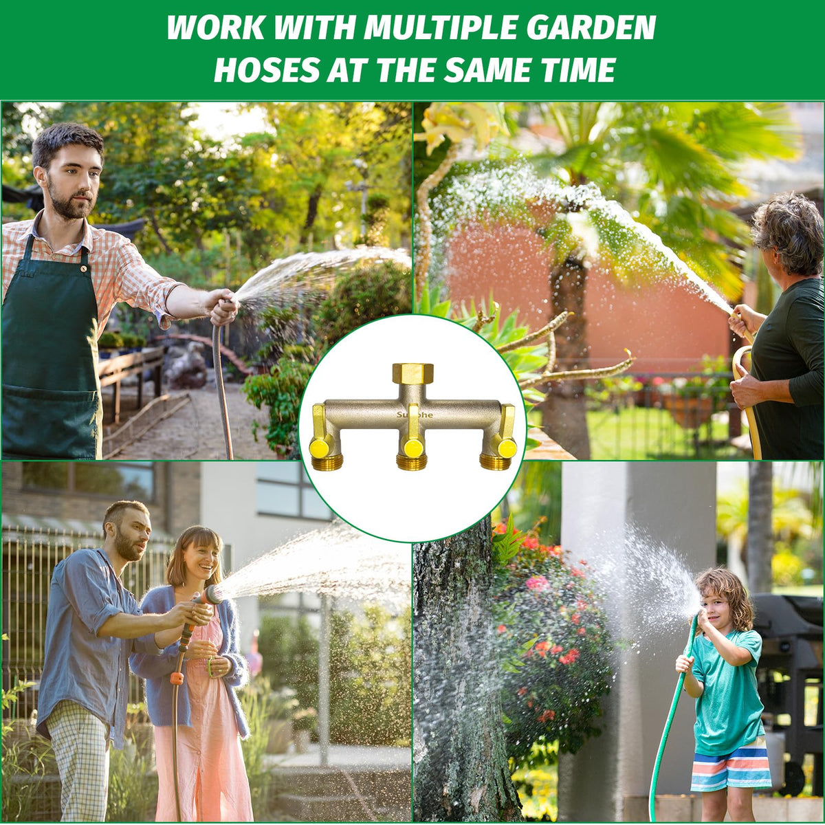 SUNOHE rust-resistant freeze-proof hose splitter for outdoor durability.