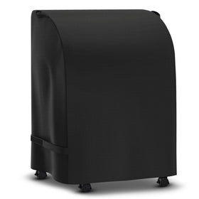 SunPatio 32-inch grill cover front view showing a snug weatherproof fit for a two-burner grill