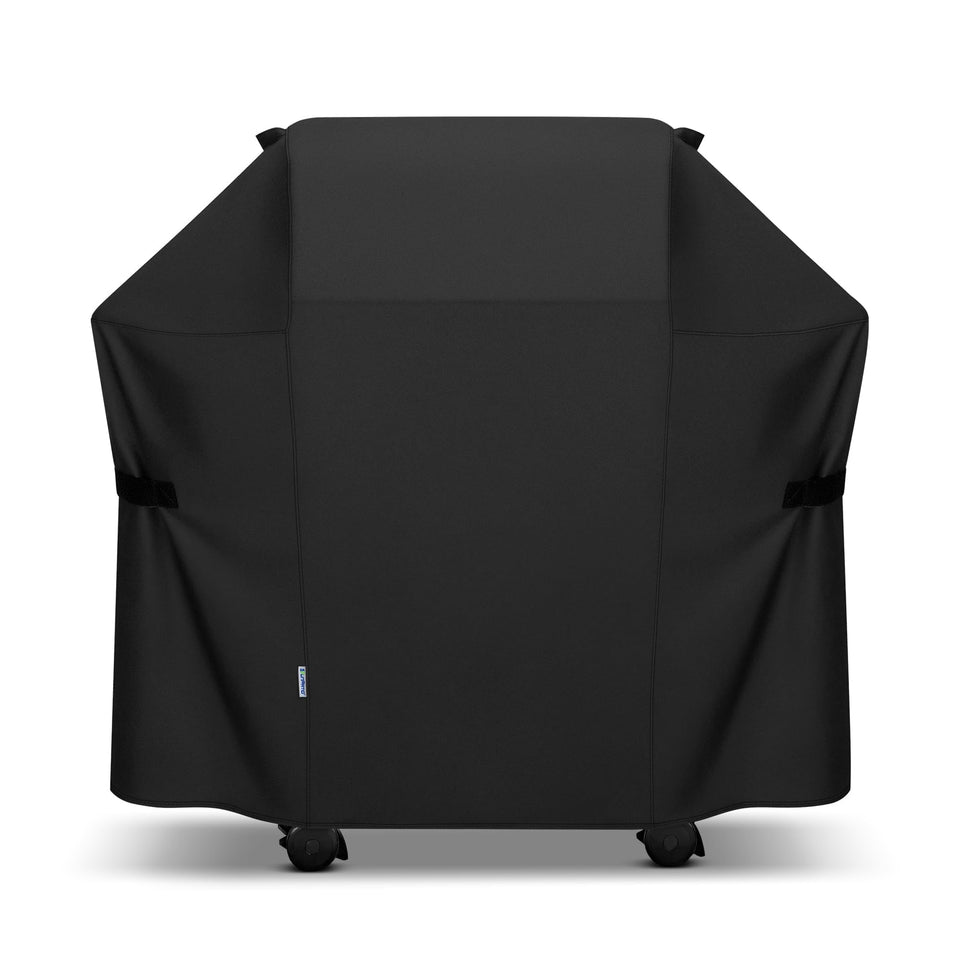 SunPatio 52-inch grill cover on a Weber Spirit grill protects from sun and rain