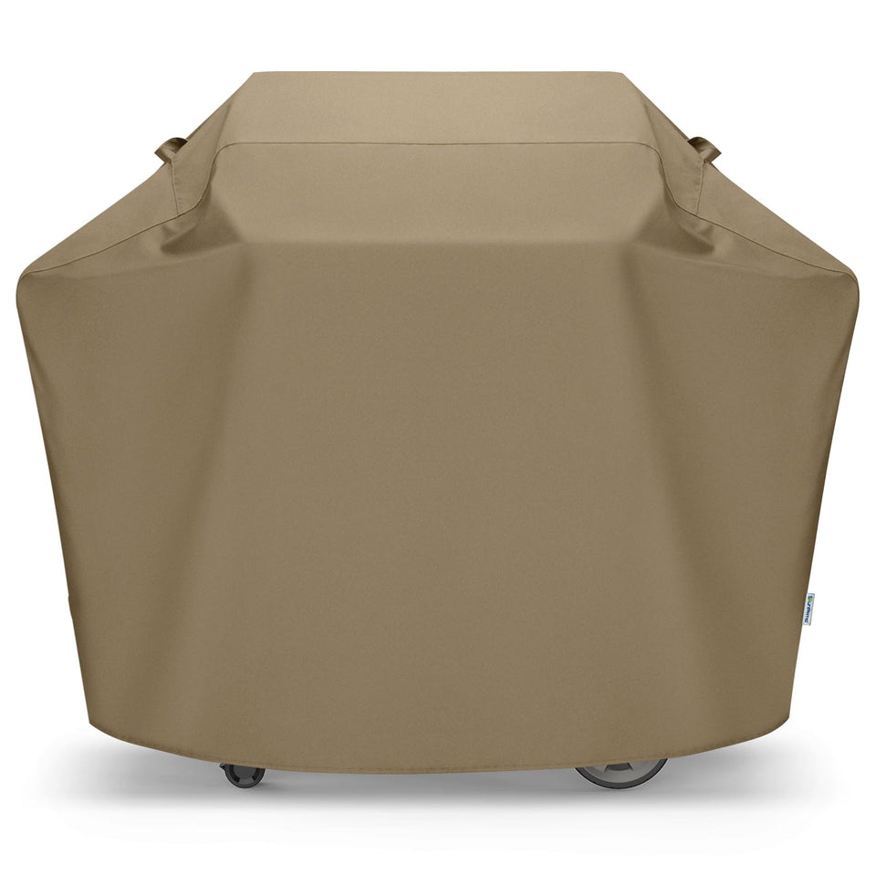 SunPatio 60-inch grill cover on grill for full-width protection