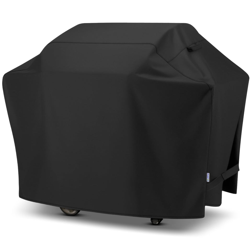SunPatio 70-inch grill cover front view shields large grills from rain and sun.