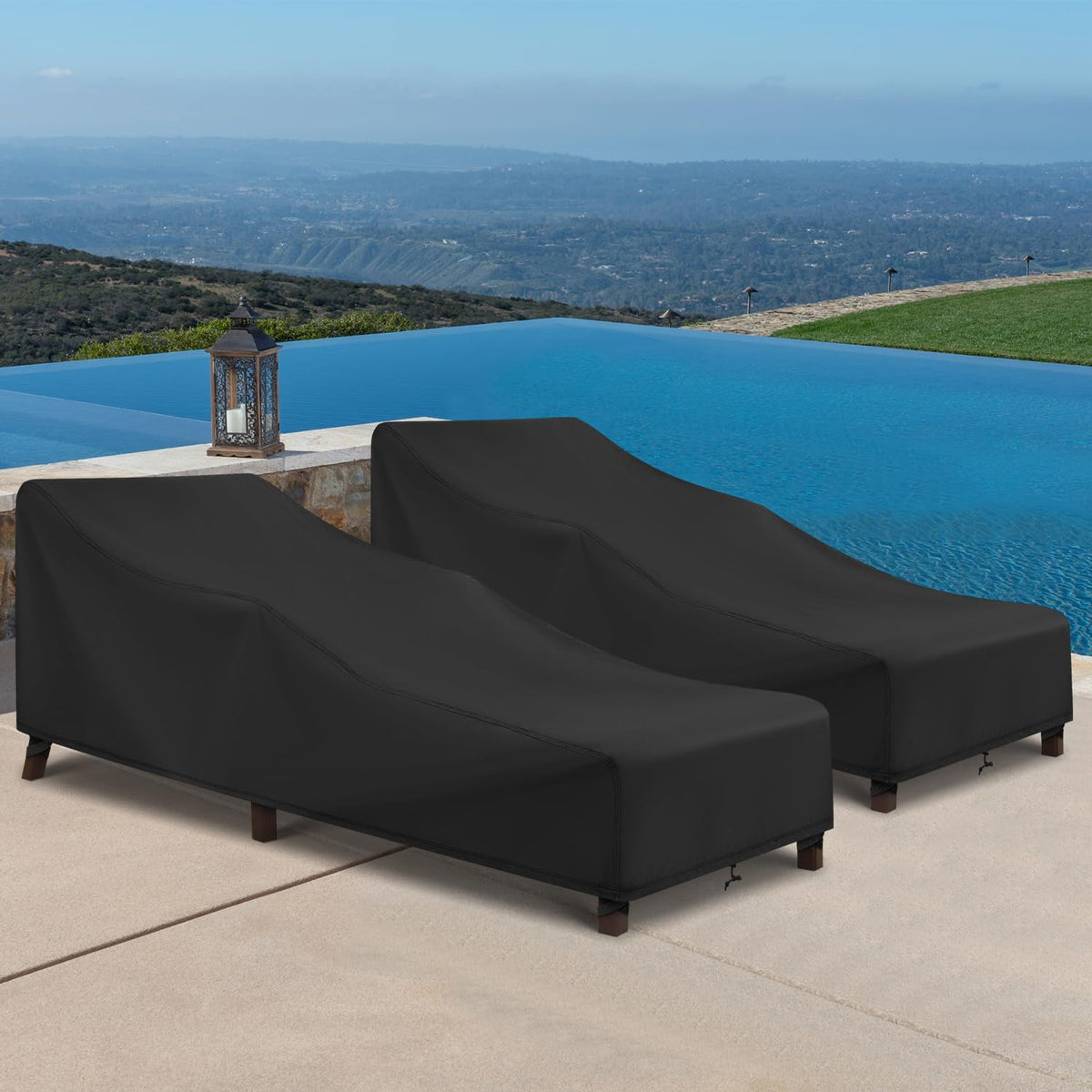 SunPatio chaise lounge cover two-pack provides ready replacements for seasons.