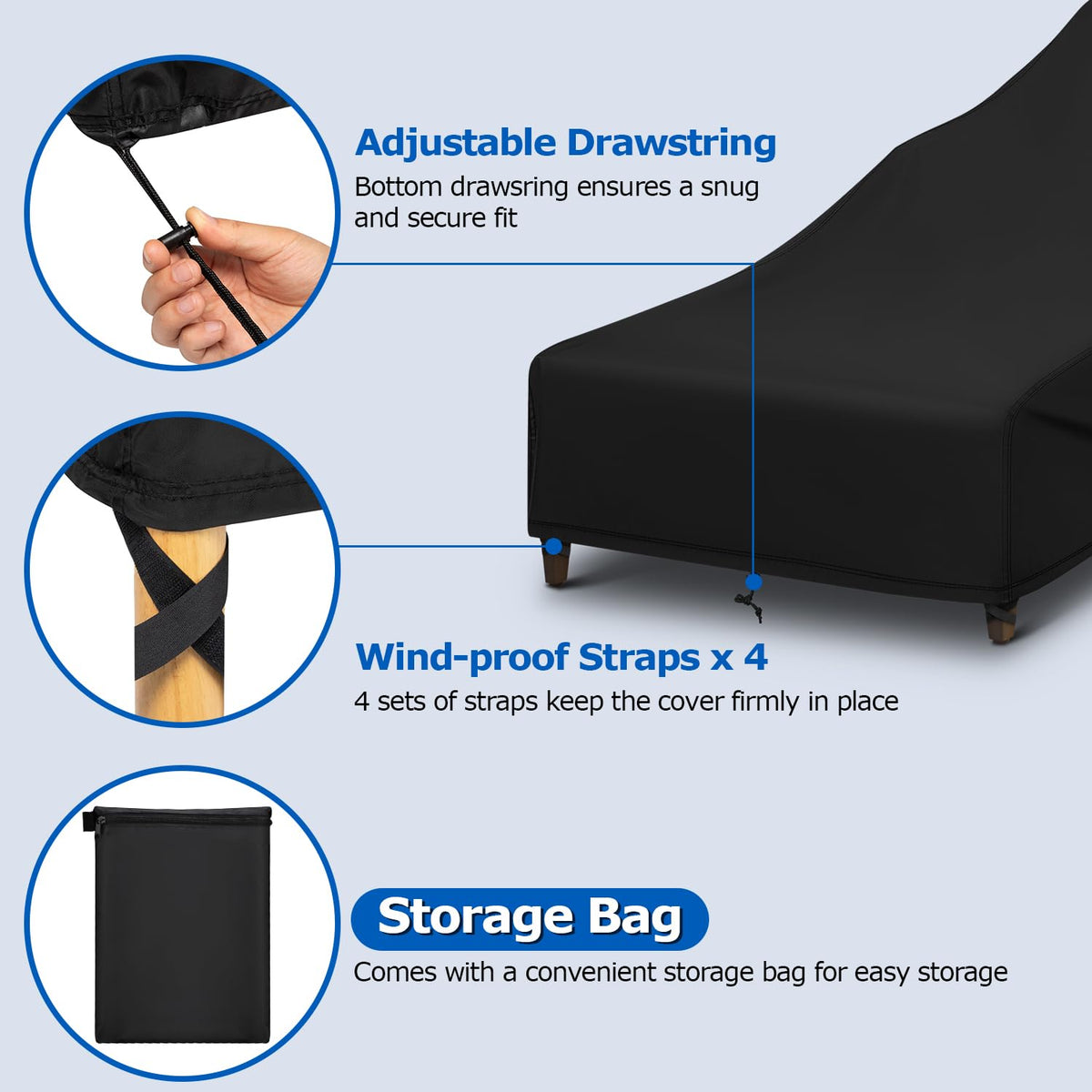 SunPatio chaise lounge cover uv-resistant fabric protects color and fade from sun.