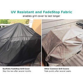 SunPatio griddle cover on-griddle use demonstrates quick, hassle-free protection.