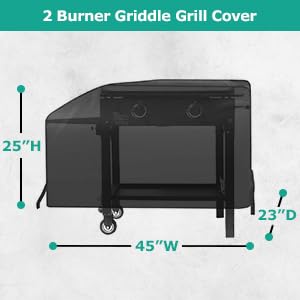 SunPatio griddle cover with waterproof FadeStop fabric shields against rain and sun.