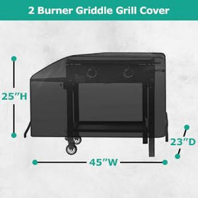 SunPatio griddle cover with waterproof FadeStop fabric shields against rain and sun.