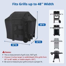 SunPatio grill cover 50inch side handles for easy placement and removal