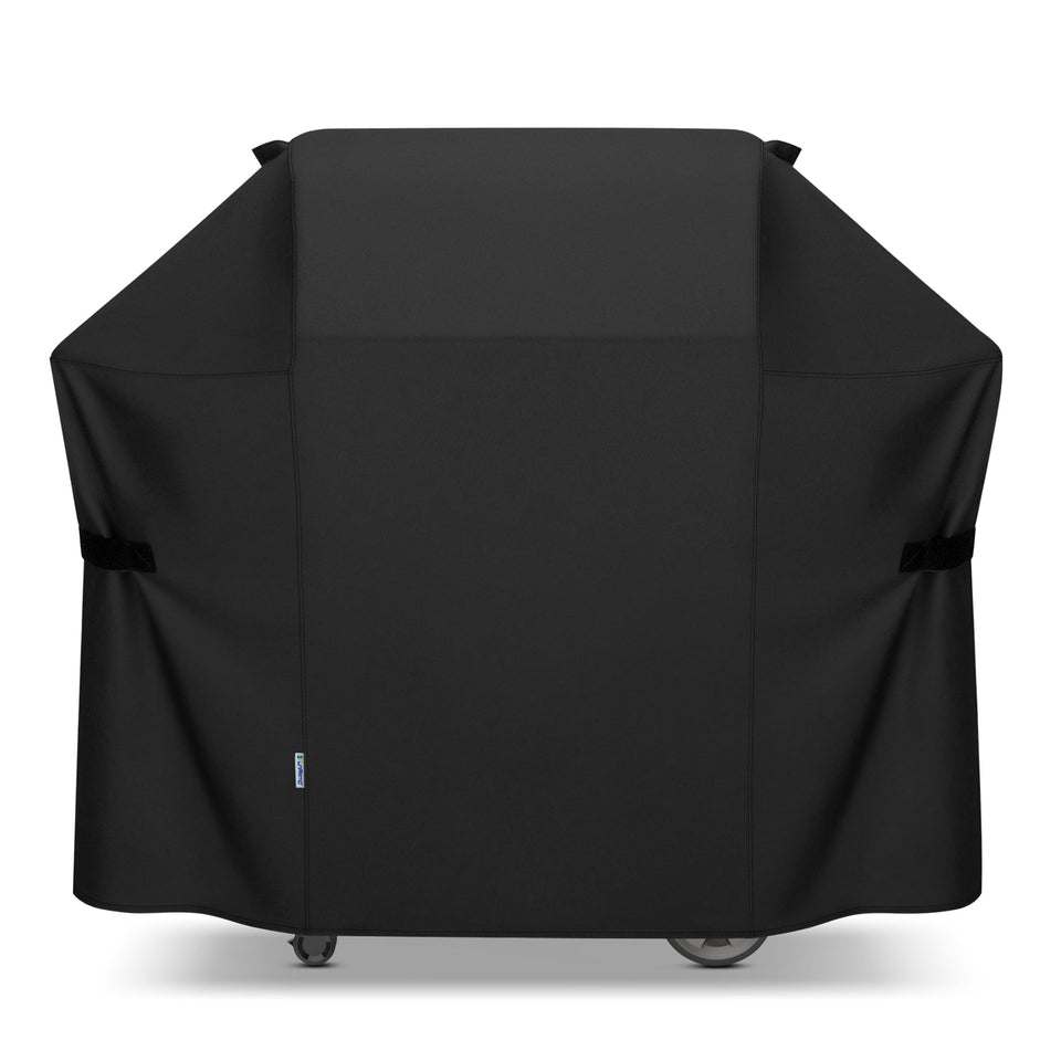 SunPatio grill cover for Weber Genesis fit shields from sun and rain.