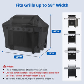SunPatio 60-inch grill cover - side view with easy placement and handles.