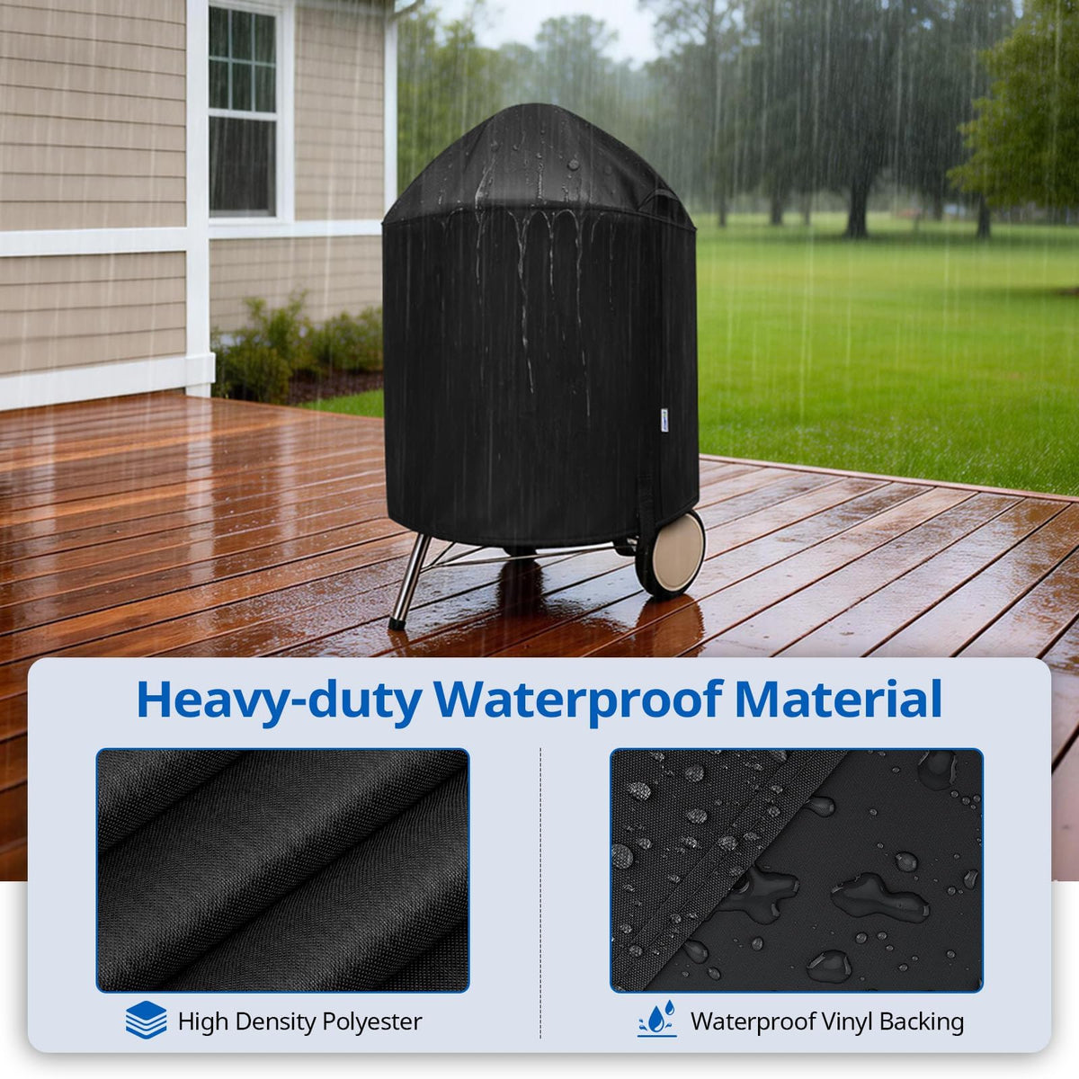SunPatio cover for Char-Broil 22-inch with windproof strap secured