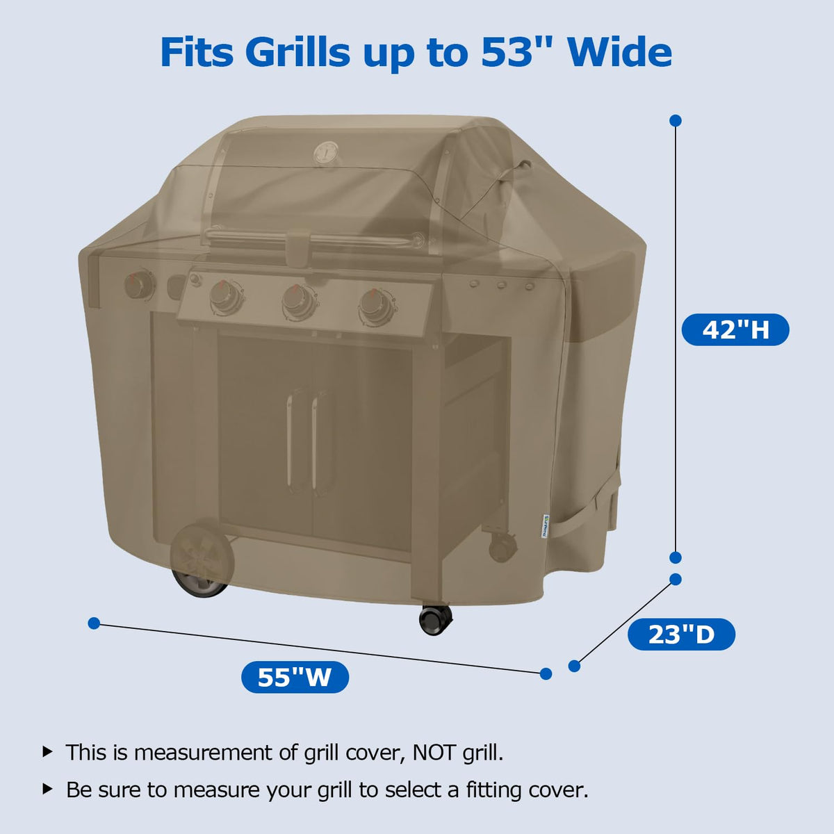 SunPatio grill cover FadeStop fabric protects color against sun exposure.