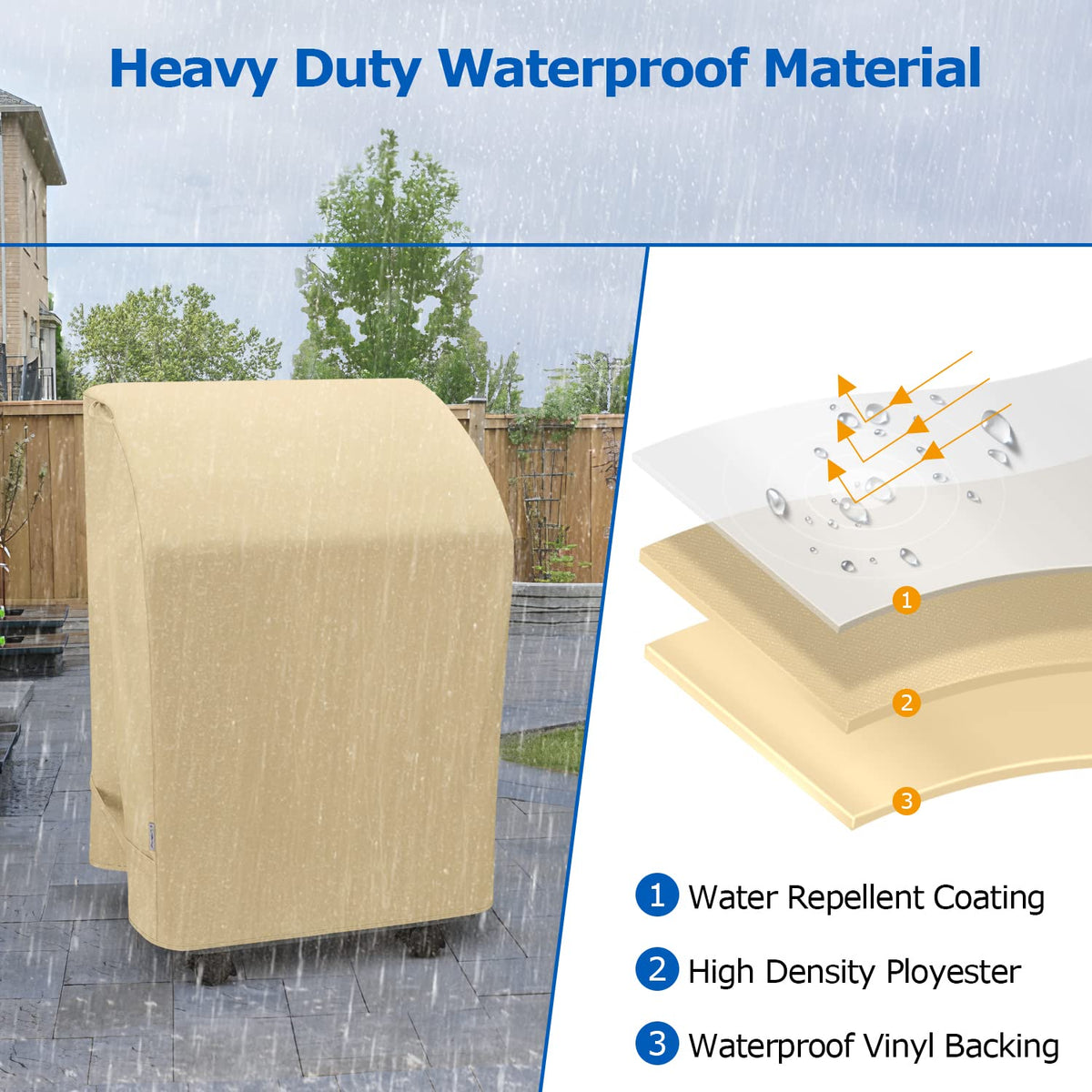 SunPatio cover designed to fit grills with folding side shelves.