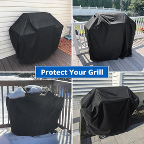 Measuring guide for SunPatio 60-inch cover ensures proper fit for 53 to 58 inch grills.