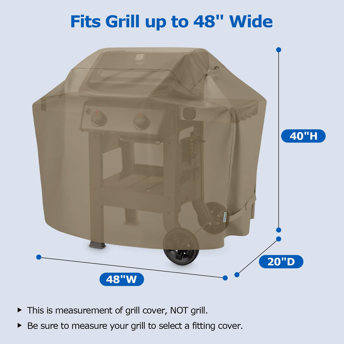 Waterproof seam treatment on SunPatio grill cover prevents leaks