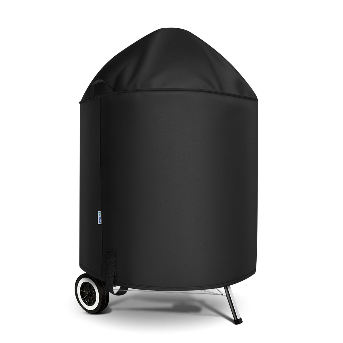 SunPatio grill cover on Weber 22-inch charcoal grill protects from rain and dust
