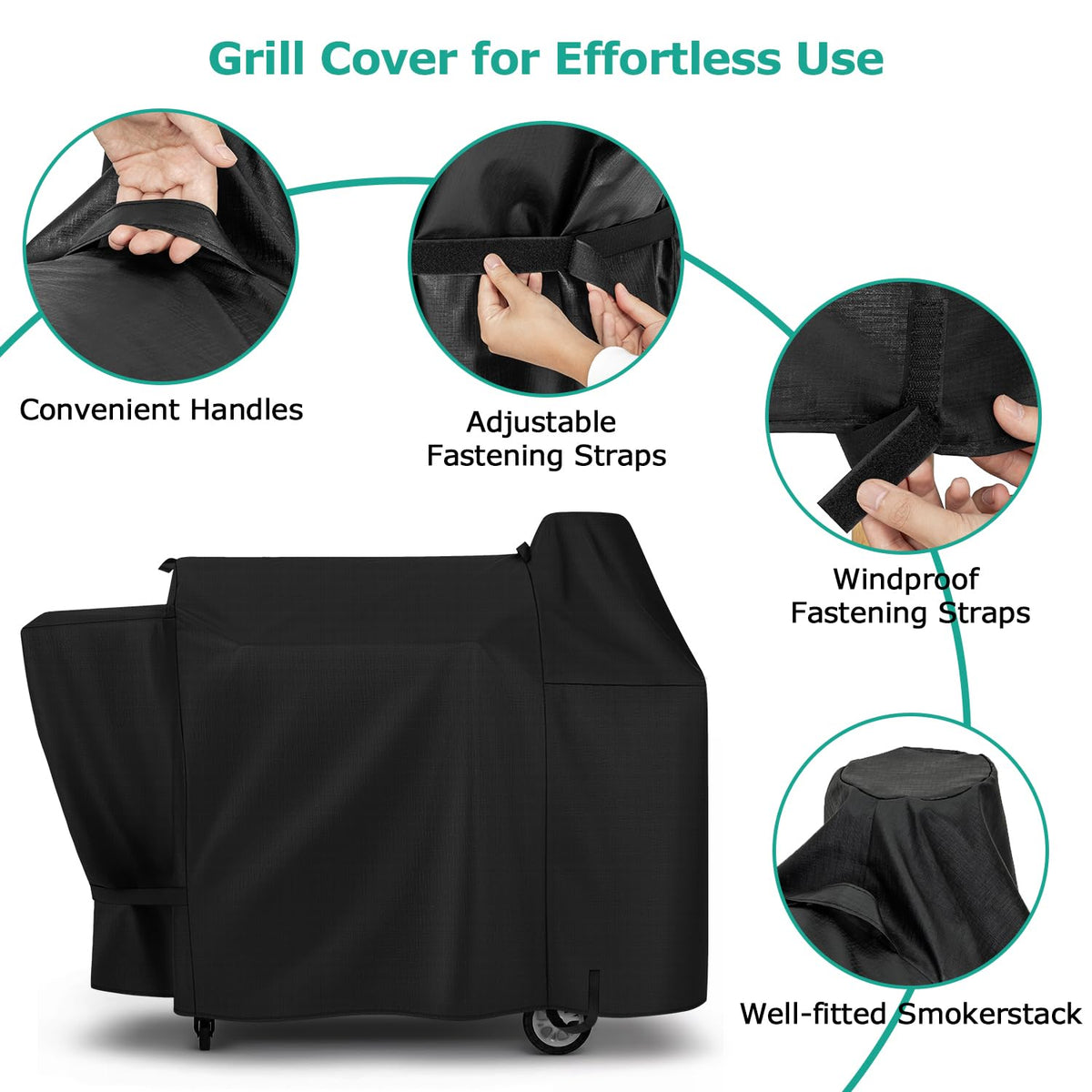 SunPatio cover dimensions 56W x 27D x 46H for Pit Boss-sized grills.