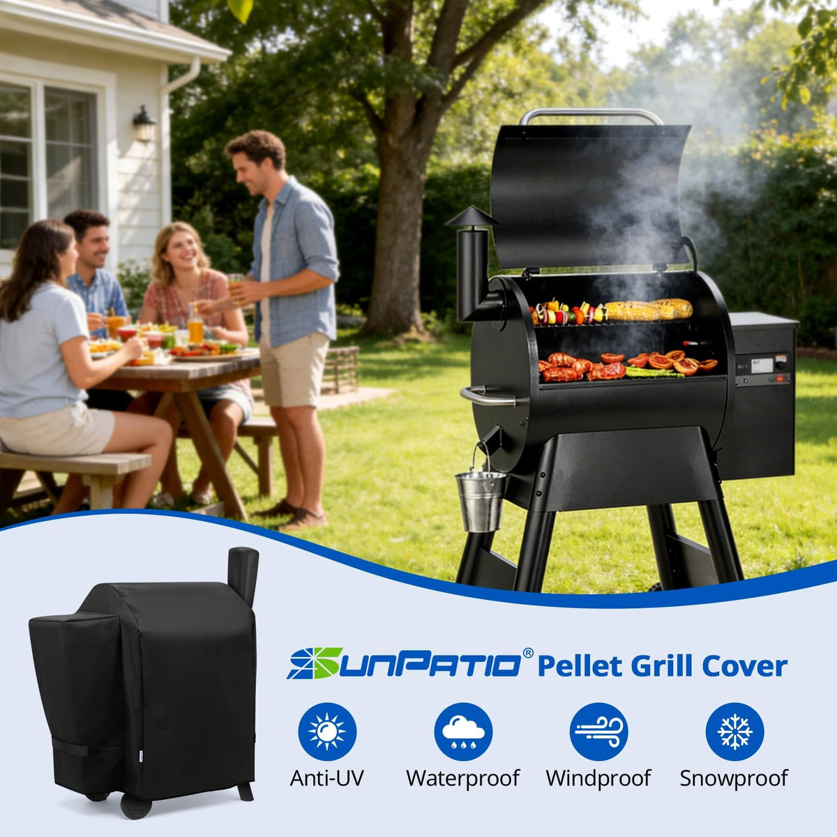 SunPatio all-weather protection shown with durable fabrics and colors