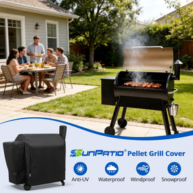 SunPatio pellet grill cover vinyl lining adds rain resistance and moisture control