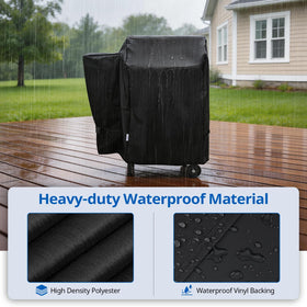 SunPatio grill cover features secure wind straps for windy days