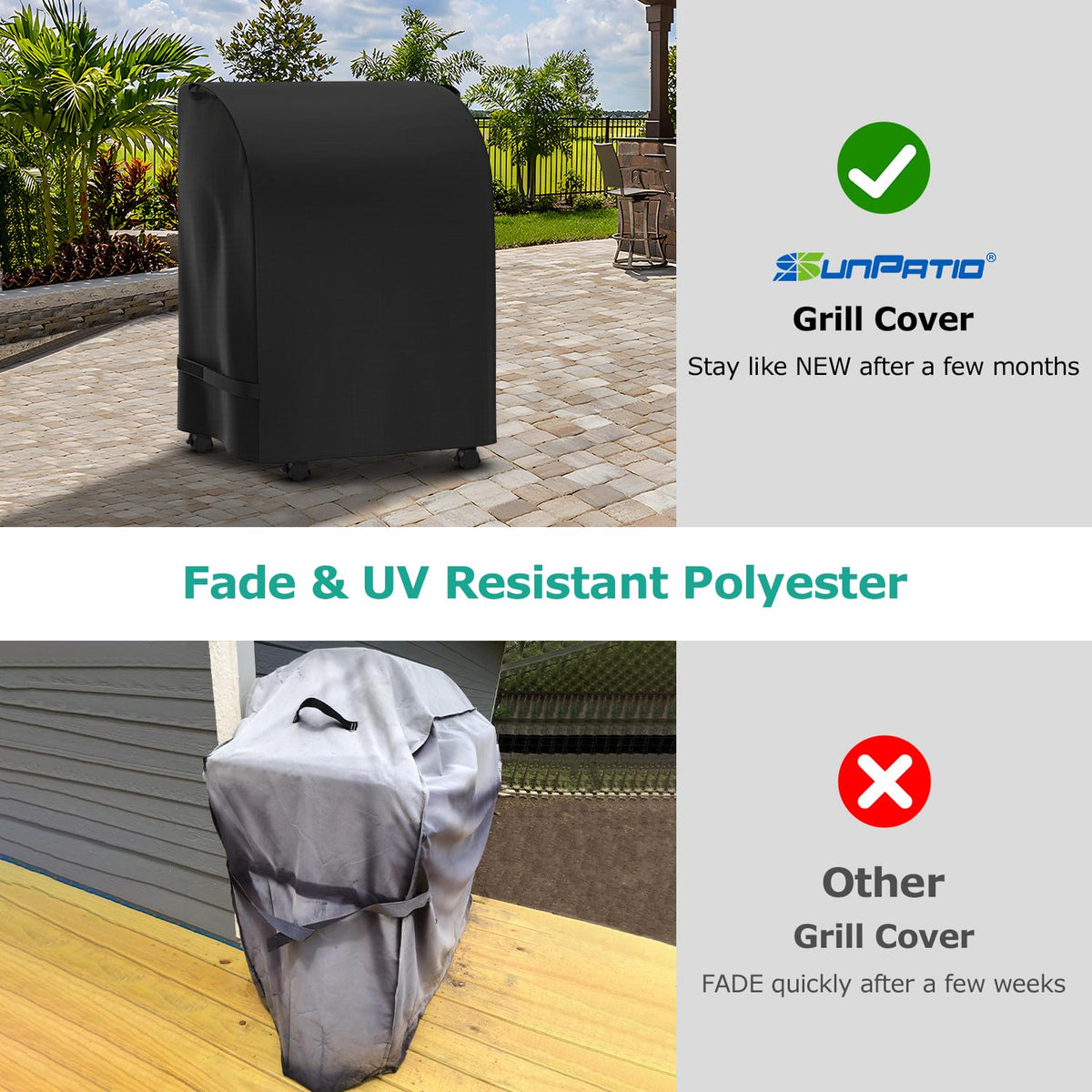 Close-up of SunPatio textured waterproof vinyl outer layer for durability