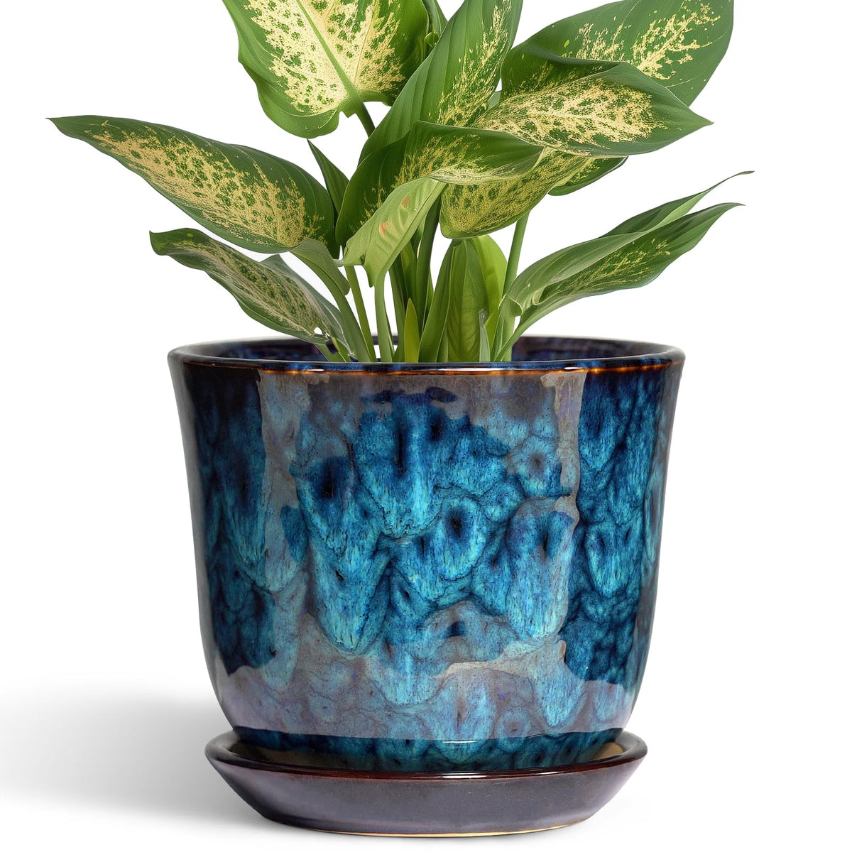 SUNPOTFOR 5.6 inch blue ceramic plant pot ideal for indoor decor