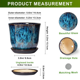 SUNPOTFOR ceramic pot with drainage hole and saucer for cleaner surfaces