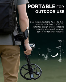 SUNPOW all-in-one adventure kit with headphones, shovel, and backpack.