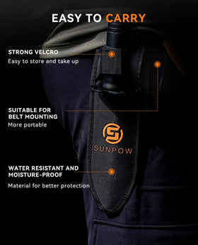 SUNPOW belt-loop ready sheath allows easy access during hunts