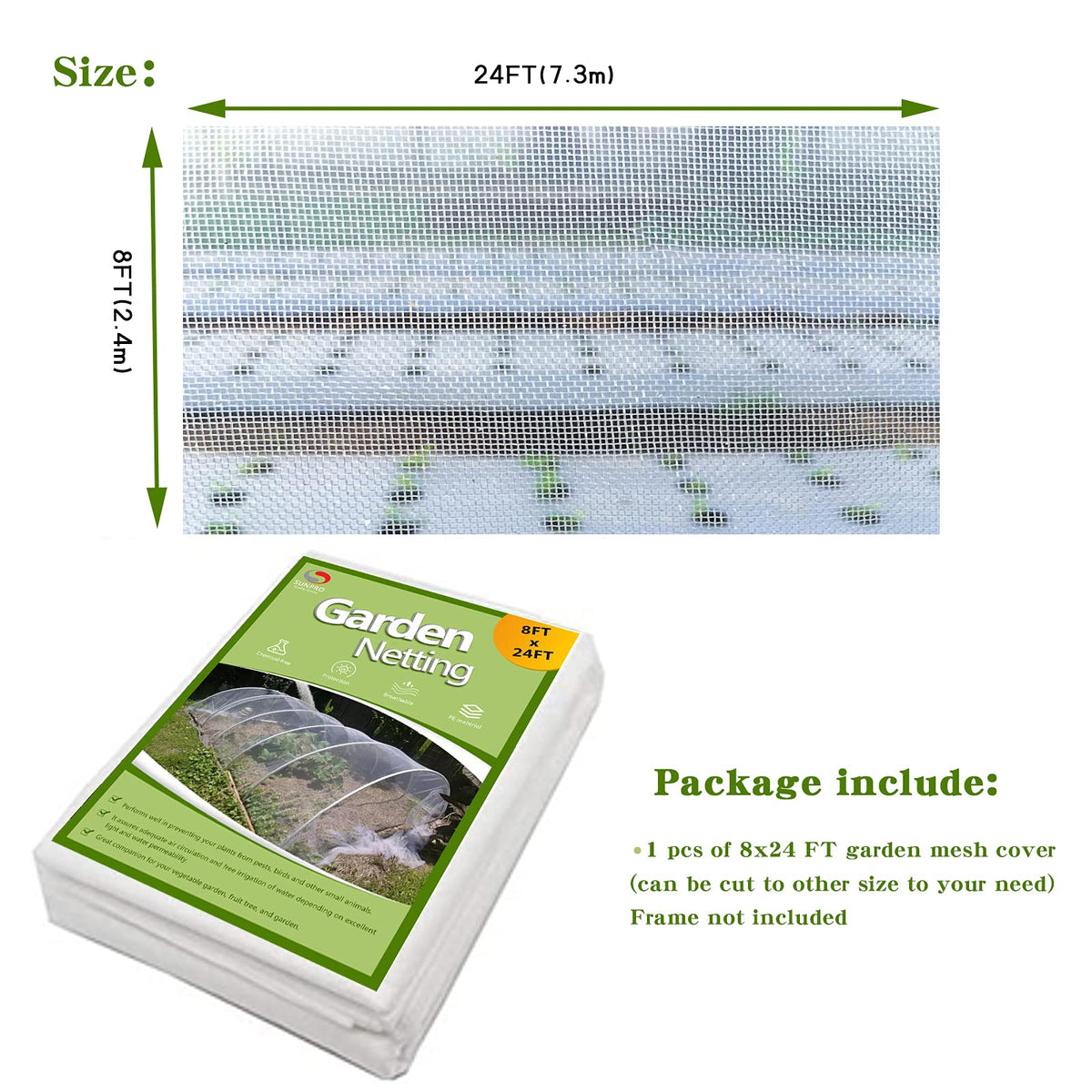SUNPRO 0-8mm mesh close-up shows fine weave for pest protection