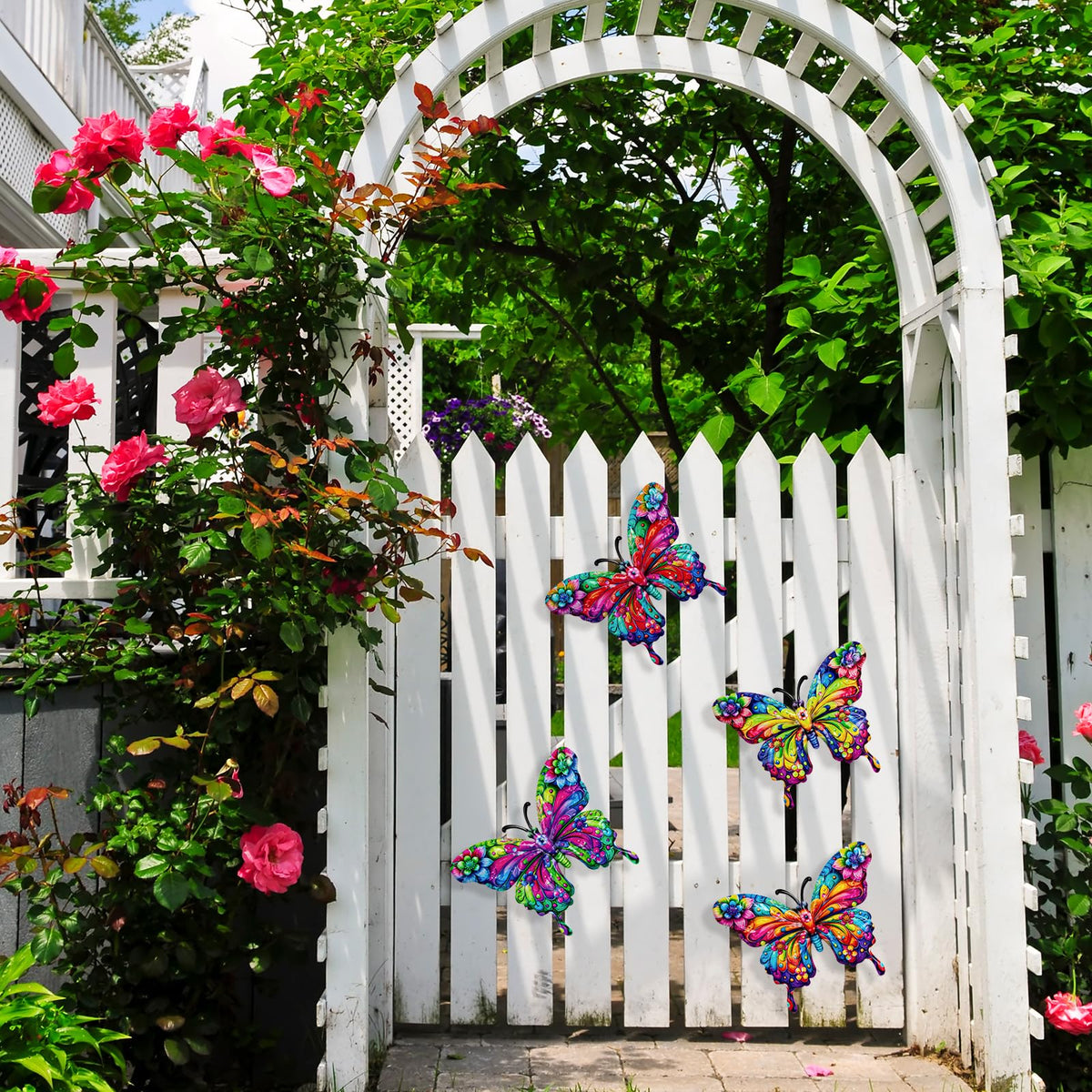 SUNREEK weatherproof butterfly decor elevates fence and balcony aesthetics.