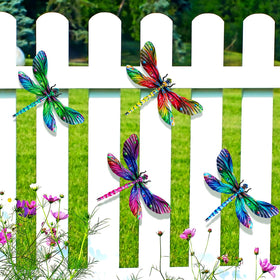 SUNREEK dragonfly outdoor wall art with back hook for easy hanging.