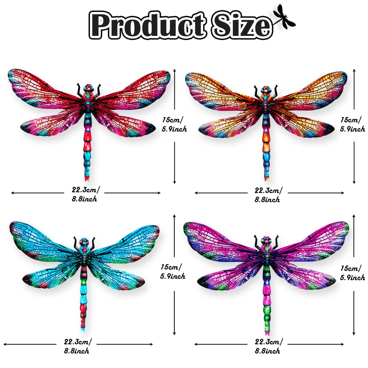 SUNREEK dragonfly wall art for porch, quick-hang back hook, lightweight yet sturdy.