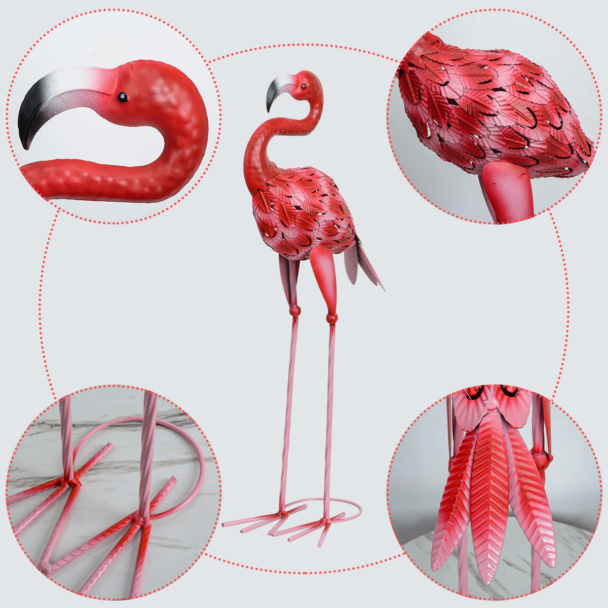 Sunreek flamingos are easy to assemble with knocked-down feet for simple setup