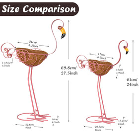 SUNREEK flamingo planter basket detail shows natural coconut fiber