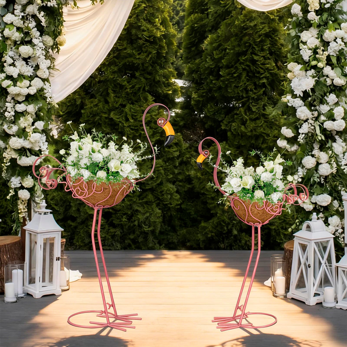 SUNREEK flamingo planter garden display suitable for yards and patios