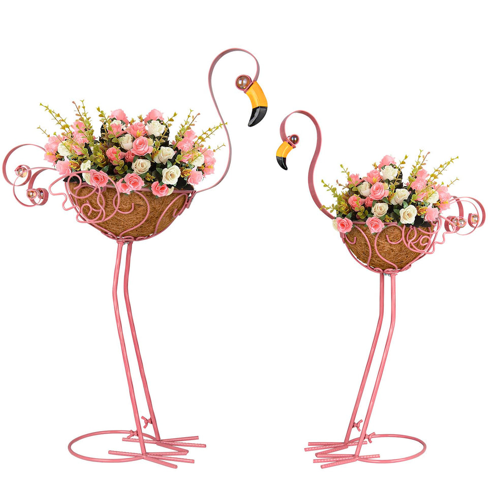 SUNREEK pink flamingo planter big pink in garden enhances curb appeal