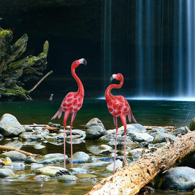 Sunreek flamingo at 11 inches long, 6.3 inches wide, and 23.2 inches tall