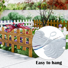 SUNREEK four-pack dragonfly art, durable iron, vivid colors for lively garden accents.