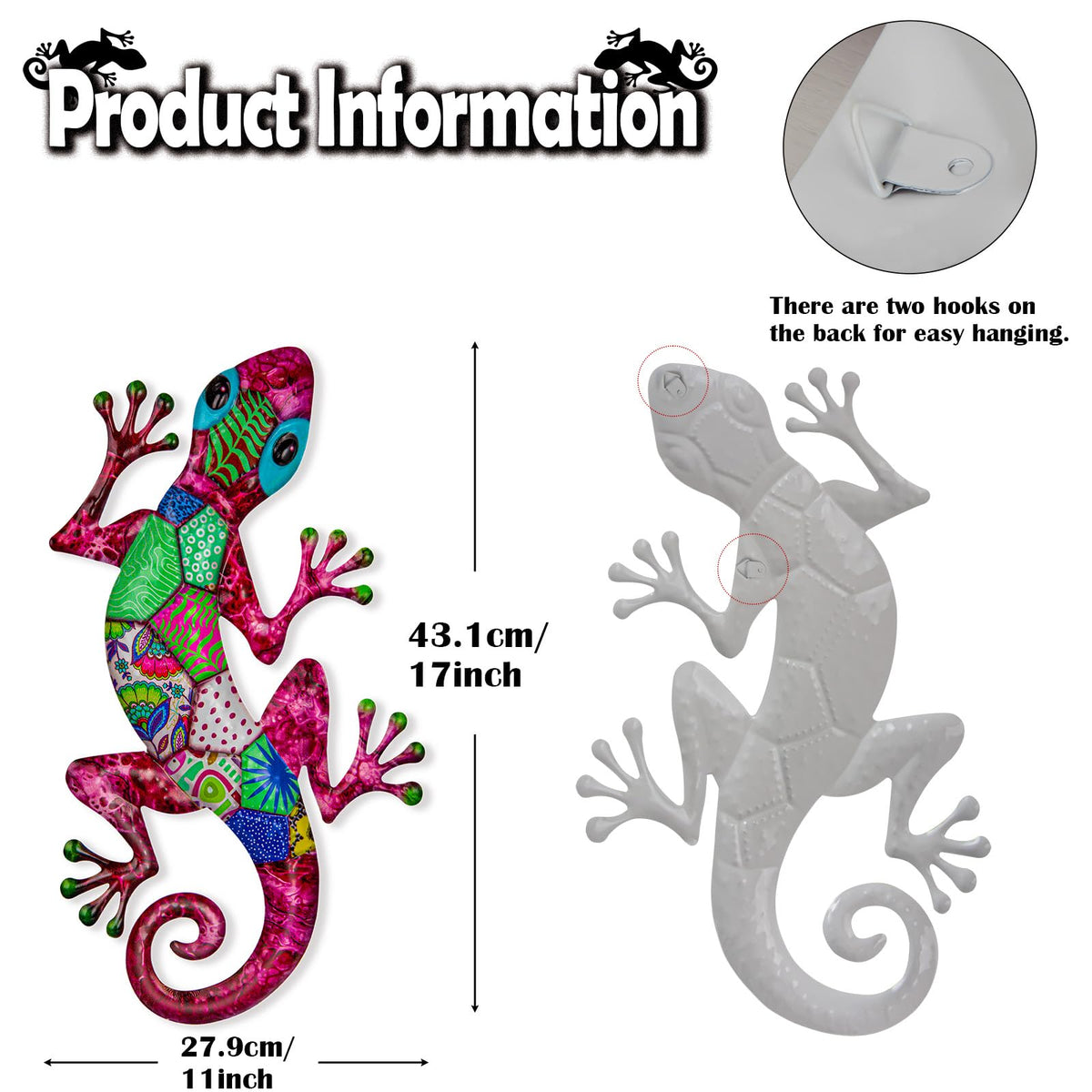 SUNREEK metal gecko decor withstands weather for outdoor and indoor use