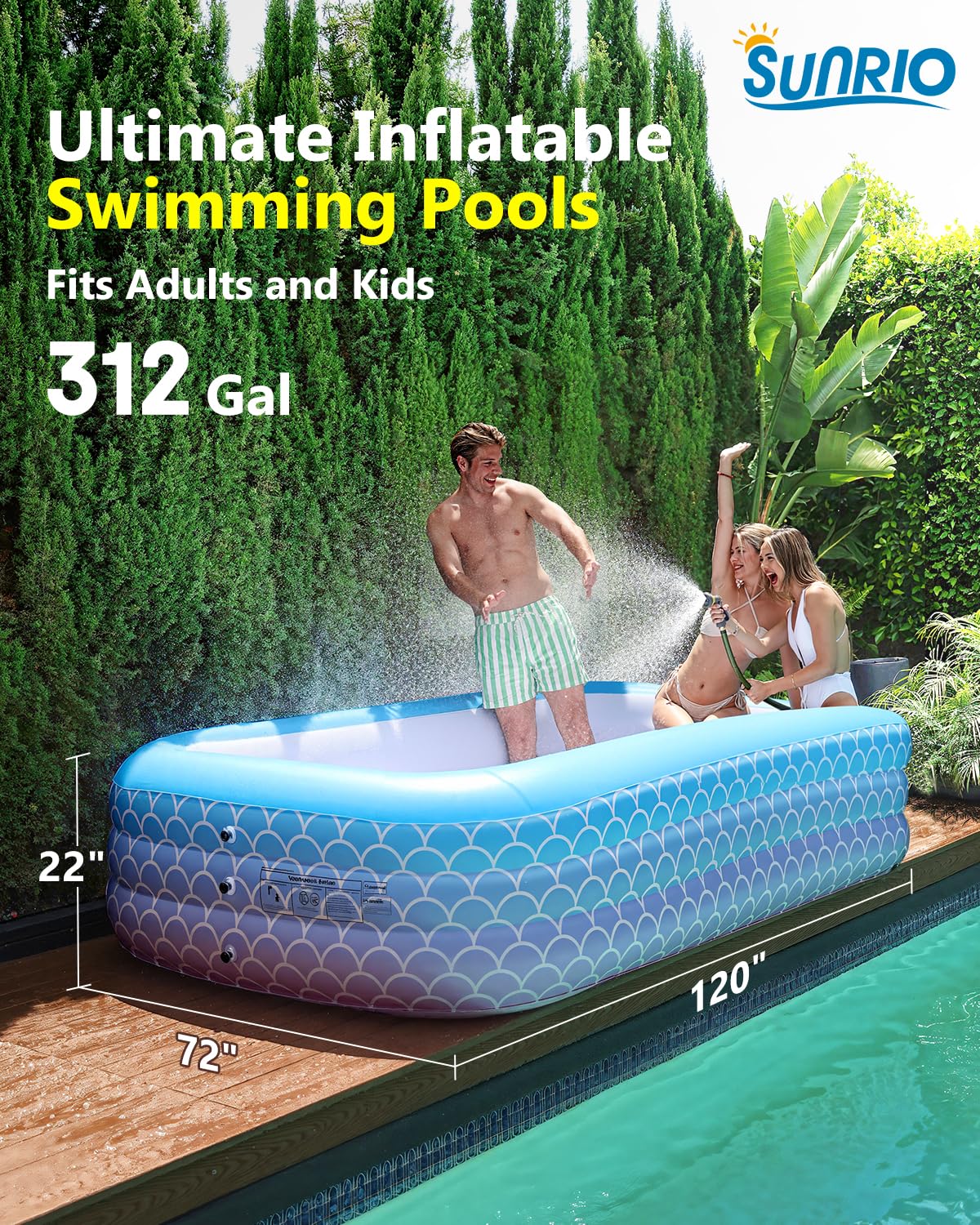 Sunrio pool valves and multiple air chambers for stability